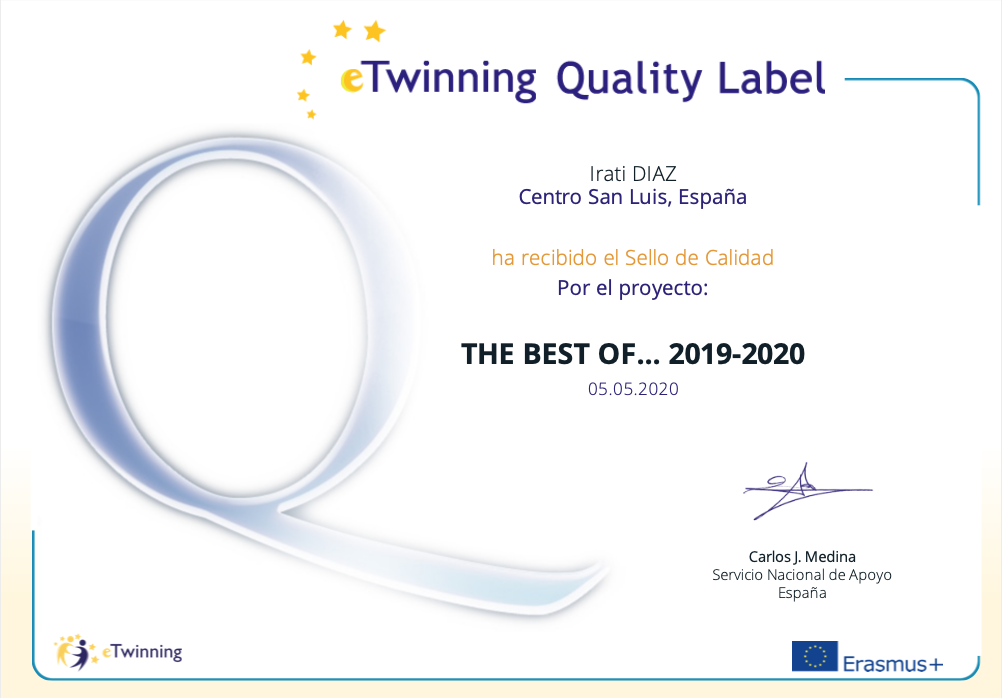 ¡ Enhorabuena por el reconocimiento eTwinning !